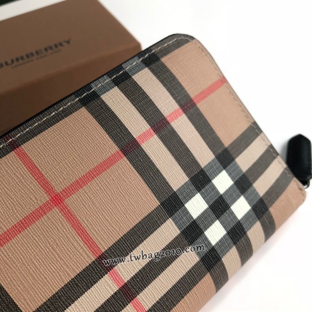Burberry專門店新款錢包 巴寶莉Vintage格紋環保帆布全拉鏈錢夾 yxb1317